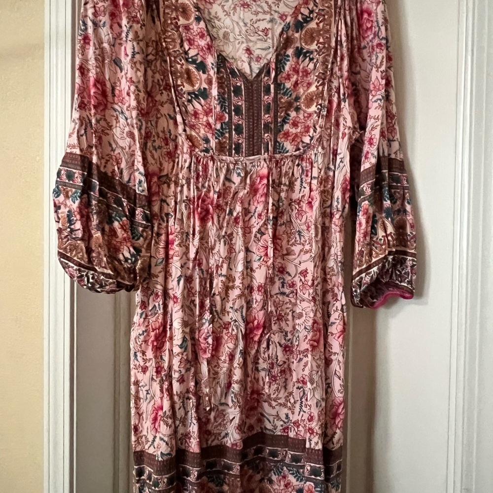 Floral Bohemian Dress with Bell Sleeves